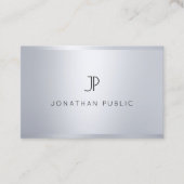 Modern Monogram Glamoureus Zilver Sjabloon Koel Visitekaartje (Voorkant)