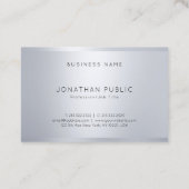 Modern Monogram Glamoureus Zilver Sjabloon Koel Visitekaartje (Achterkant)