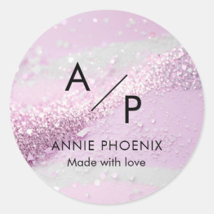 Modern Monogram Glitter Classic Ronde Sticker