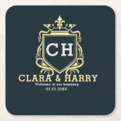 Modern monogram gold calligraphy wedding Kartonnen Onderzetters (Voorkant)