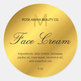 Modern Monogram Gold Gradient Beauty Spa Cosmetic Ronde Sticker