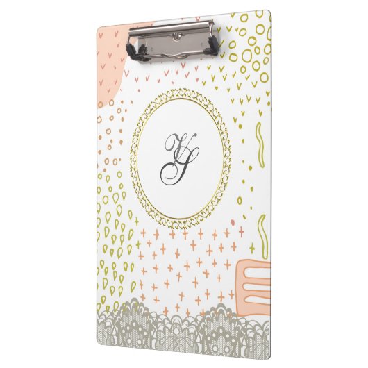 Modern Monogram Gold Pattern Rustic Klembord (Links)