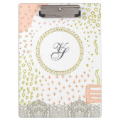 Modern Monogram Gold Pattern Rustic Klembord (Voorkant)
