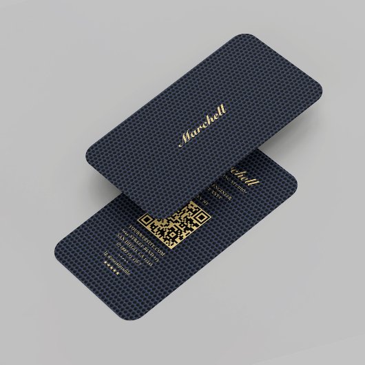 Modern Monogram Gold Professional Donkerblauw Mesh Visitekaartje