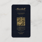 Modern Monogram Gold Professional Donkerblauw Mesh Visitekaartje (Achterkant)