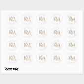 Modern Monogram Gold Script White Elegant Wedding Ronde Sticker (Vel)