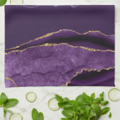 modern monogram goud en paars agate theedoek (Gevouwen)