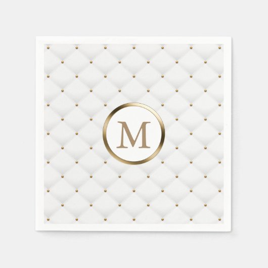 Modern Monogram Goud Initiaal Luxe Wit Quilted Servet (Voorkant)
