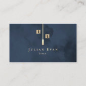 Modern Monogram Goud Navy Blauw Visitekaartje (Voorkant)