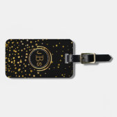 Modern Monogram | Goud schittert de Zwarte van het Bagagelabel (Voorkant horizontaal)