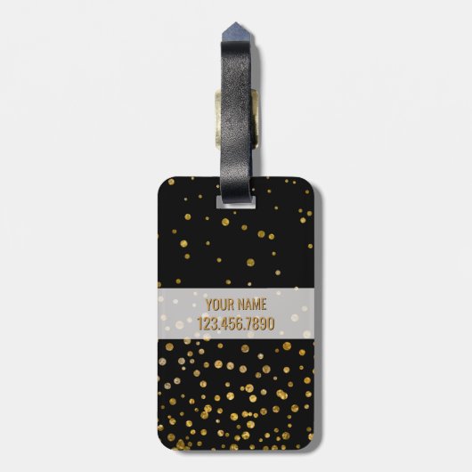 Modern Monogram | Goud schittert de Zwarte van het Bagagelabel (Achterkant verticaal)