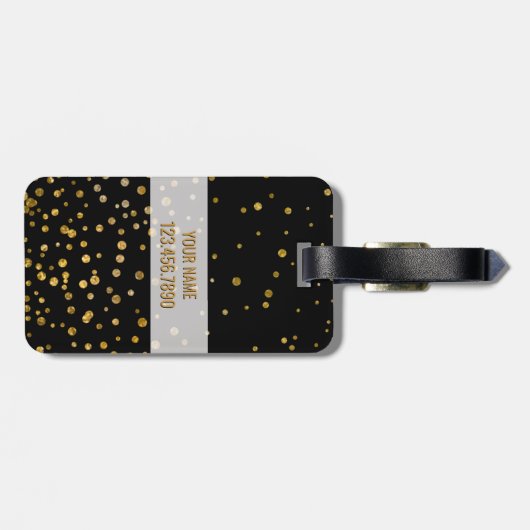 Modern Monogram | Goud schittert de Zwarte van het Bagagelabel (Achterkant horizontaal)