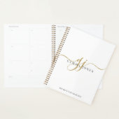 Modern Monogram Goud Script Zwart Naam Wit Planner (Display)