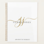 Modern Monogram Goud Script Zwart Naam Wit Planner (Voorkant)