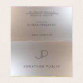 Modern Monogram Goud Silver Look Elegant Sjabloon Visitekaartje (Buitenkant ongevouwen)