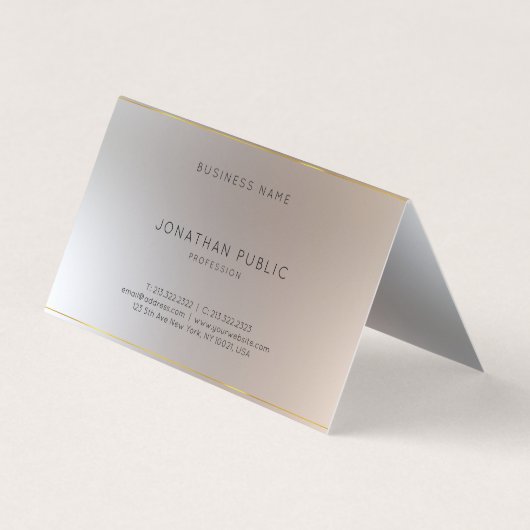 Modern Monogram Goud Silver Look Elegant Sjabloon Visitekaartje (Achterkant)