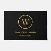 Modern Monogram Goud Zwart Business Deurmat (Voorkant)