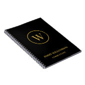 Modern Monogram Goud Zwart Business Notitieboek (Rechterzijde)