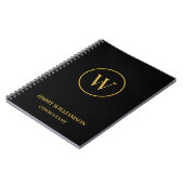 Modern Monogram Goud Zwart Business Notitieboek (Linkerzijde)