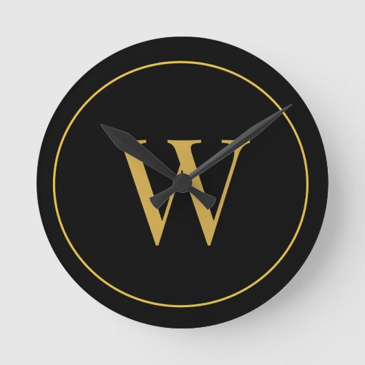 Modern Monogram Goud Zwart Business Ronde Klok (Voorkant)