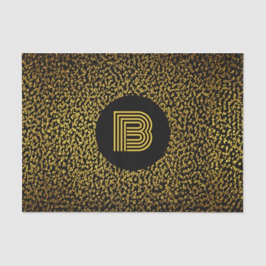 Modern monogram gouden stippen zwart tissuepapier (Voorkant)