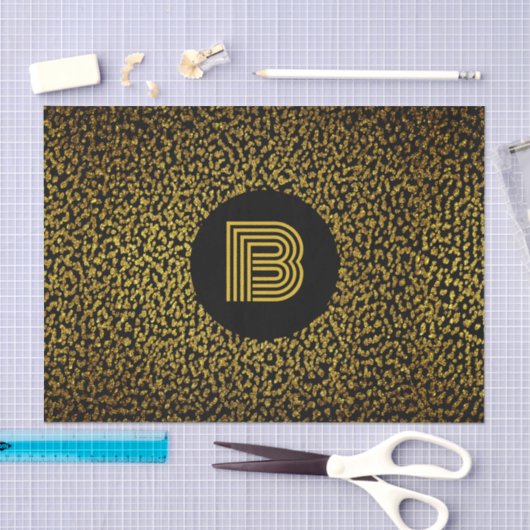 Modern monogram gouden stippen zwart tissuepapier (Craft)