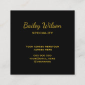 Modern monogram gouden stippen zwart vierkante visitekaartje (Achterkant)