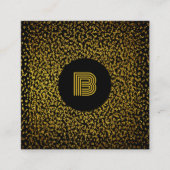 Modern monogram gouden stippen zwart vierkante visitekaartje (Voorkant)