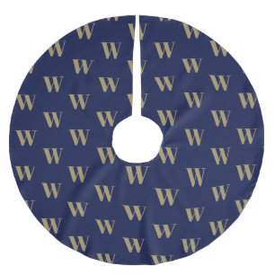 Modern monogram goudmarineblauw initiaal kerstboom rok