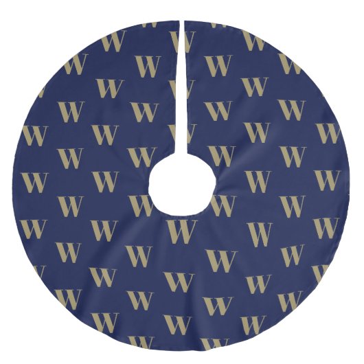 Modern monogram goudmarineblauw initiaal kerstboom rok (Voorkant)