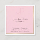 Modern monogram goudroze, stijlvolle luxe vierkante visitekaartje (Achterkant)