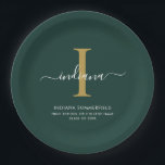 Modern Monogram Graduation 2026 Party Minimalist Papieren Bordje<br><div class="desc">Graduation 2026 Monogram Script Initial Name Grad Party paper plates. Edit and customize with your own name,  initial,  school name and class by clicking the "Personalize" button.</div>