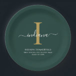 Modern Monogram Graduation 2026 Party Minimalist Papieren Bordje<br><div class="desc">Graduation 2026 Monogram Script Initial Name Grad Party paper plates. Edit and customize with your own name,  initial,  school name and class by clicking the "Personalize" button.</div>