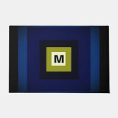 Modern monogram grafisch elegant blauw ontwerp deurmat (Voorkant)