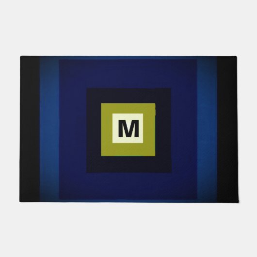 Modern monogram grafisch elegant blauw ontwerp deurmat (Voorkant)