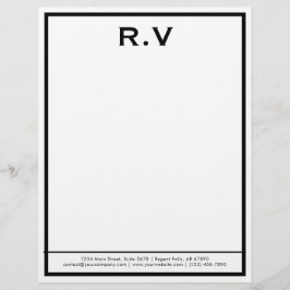 Modern Monogram Gray Border Company letterhead Briefhoofd