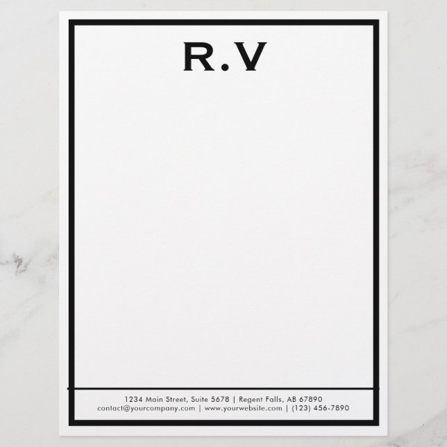 Modern Monogram Gray Border Company letterhead Briefhoofd (Voorkant)