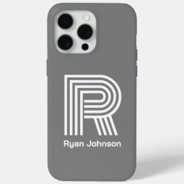 Modern Monogram Gray iPhone 15 Pro Max Hoesje