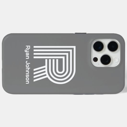 Modern Monogram Gray Case-Mate iPhone Case (Achterkant (horizontaal))