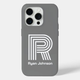 Modern Monogram Gray iPhone 15 Pro Case