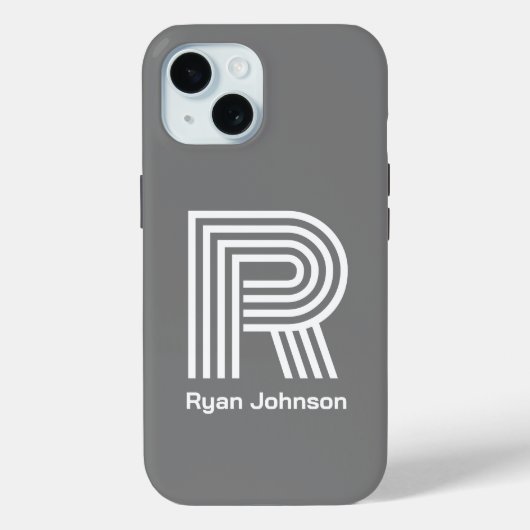 Modern Monogram Gray Case-Mate iPhone Case (Achterkant)