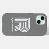 Modern Monogram Gray Case-Mate iPhone Case (Achterkant (horizontaal))