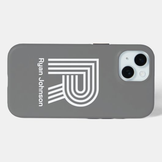 Modern Monogram Gray Case-Mate iPhone Case (Achterkant (horizontaal))