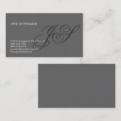 Modern Monogram Gray Professional Visitekaartje (Voorkant / Achterkant)
