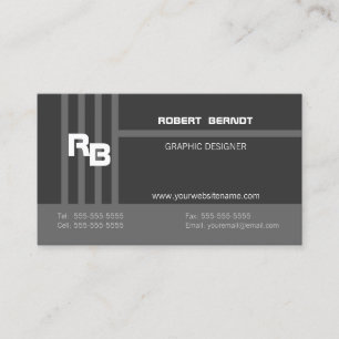 Modern Monogram Gray Visitekaartje