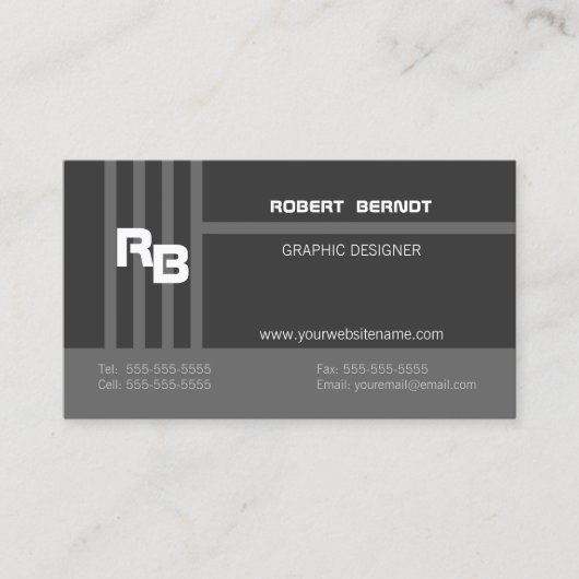 Modern Monogram Gray Visitekaartje (Voorkant)
