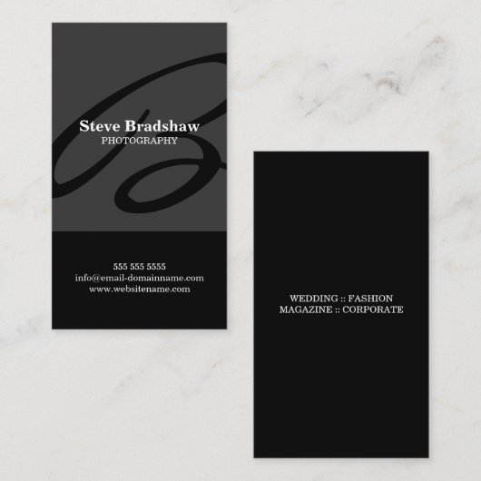 Modern Monogram Gray Visitekaartje (Voorkant / Achterkant)