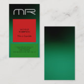 Modern Monogram Green Red Professional Visitekaartje (Voorkant / Achterkant)