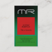 Modern Monogram Green Red Professional Visitekaartje (Voorkant)