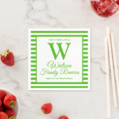 Modern Monogram Green Stripes Family Reunion Servet (Insitu)